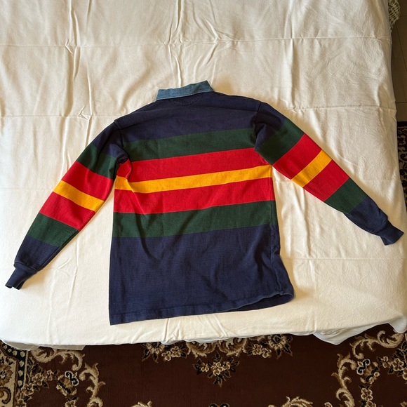 Men’s XXL Rugby Polo – 100% Cotton – Multicolor Block Stripes - Picture 3 of 9